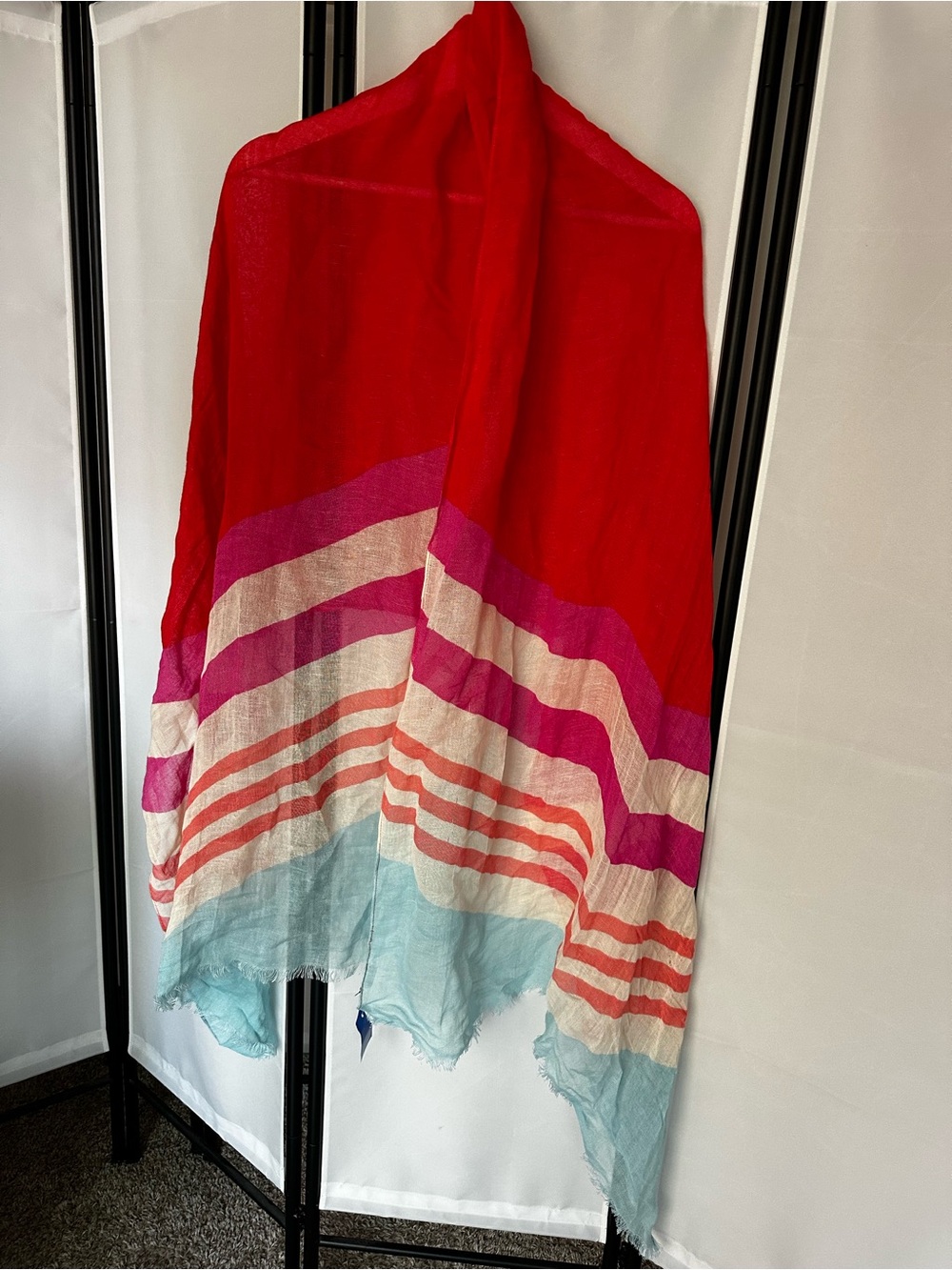 Crew linen viscose colorblock scarf NWT 77 x 29
